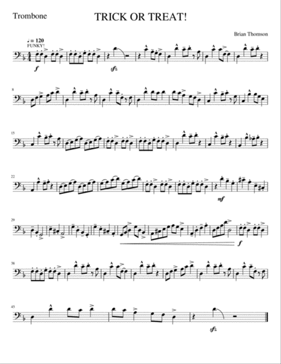 TRICK OR TREAT! Trombone Solo scores gallery preview page 1