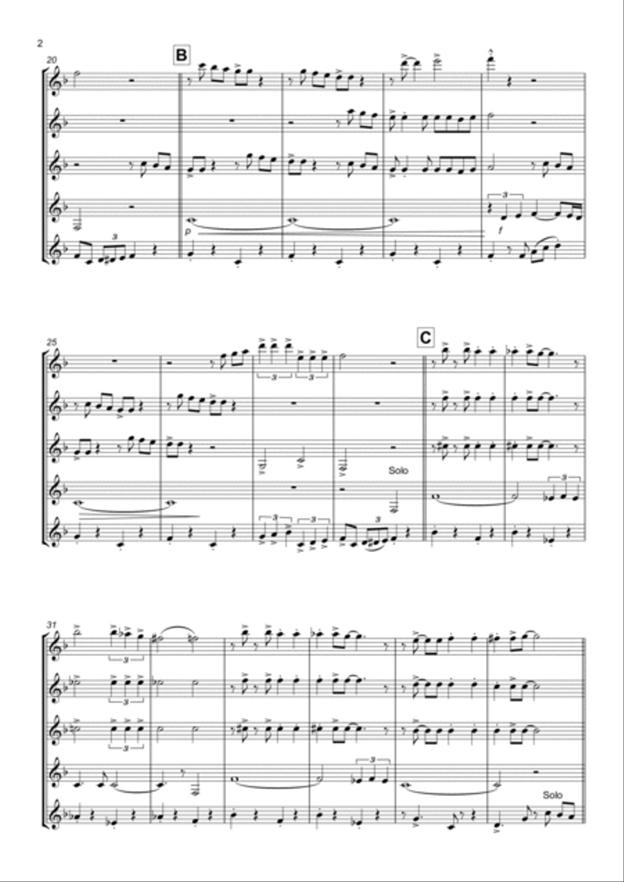 The Continental for Clarinet Quintet Clarinet Quintet scores gallery preview page 2