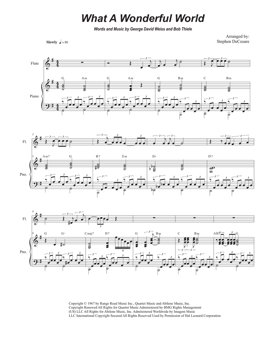 What A Wonderful World What A Wonderful World Flute Solo scores gallery preview page 1