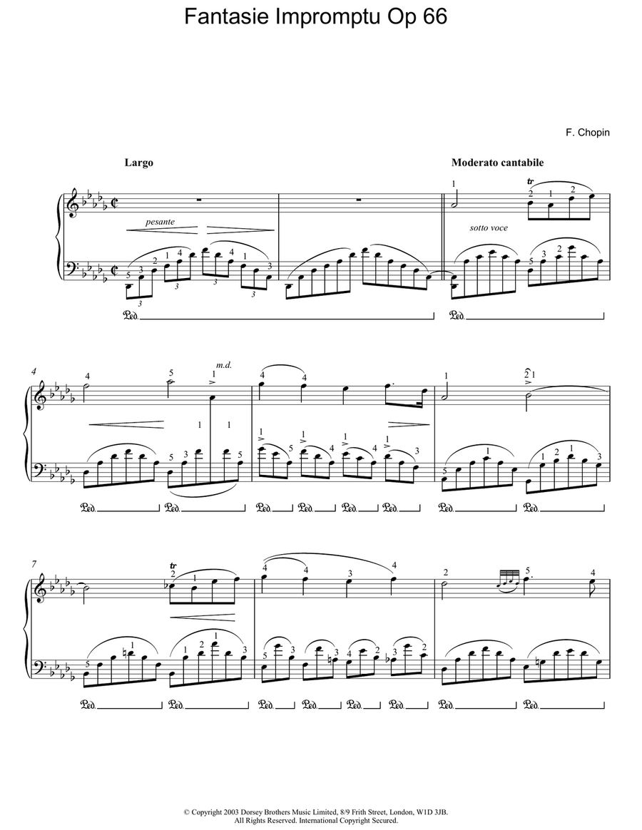 Fantasie Impromptu Op. 66 (Largo) Piano Solo scores gallery preview page 1