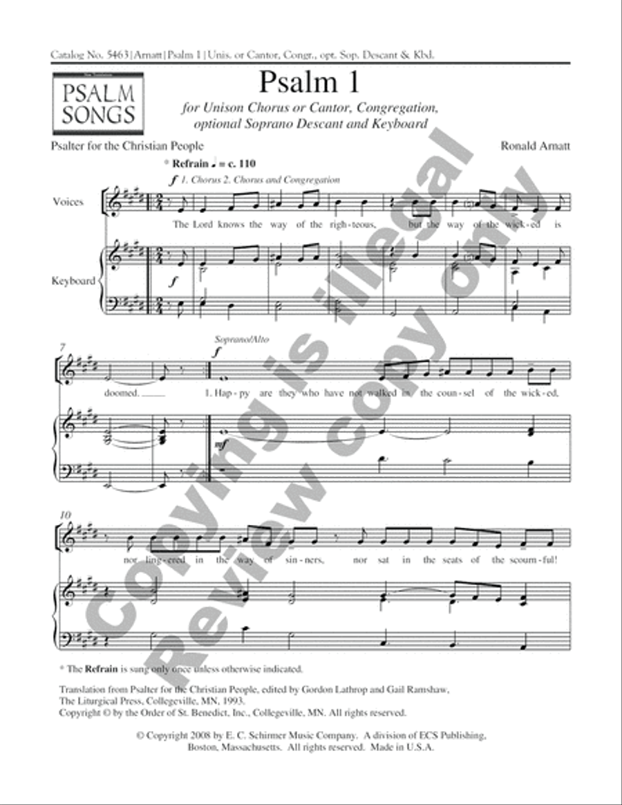 Psalm 1 Unison Choir scores gallery preview page 3