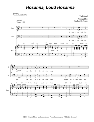 Hosanna, Loud Hosanna (2-part choir (TB) - Piano accompaniment)
