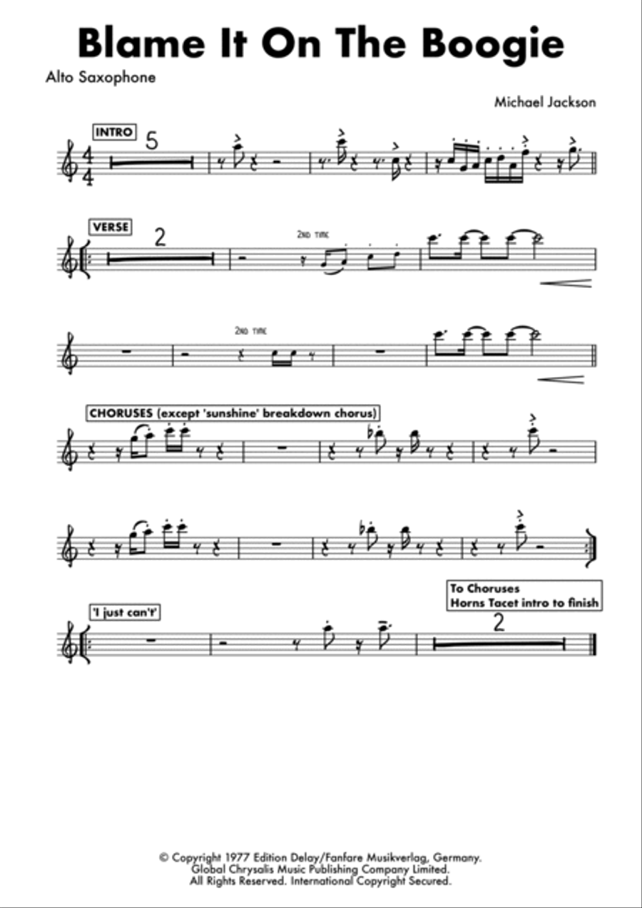 Blame It On The Boogie Tenor Saxophone scores gallery preview page 3
