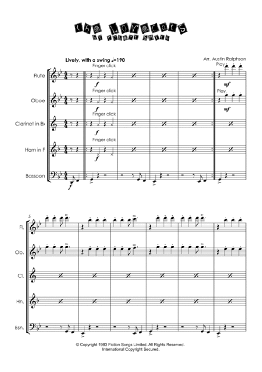 The Lovecats The Lovecats Woodwind Quintet scores gallery preview page 3