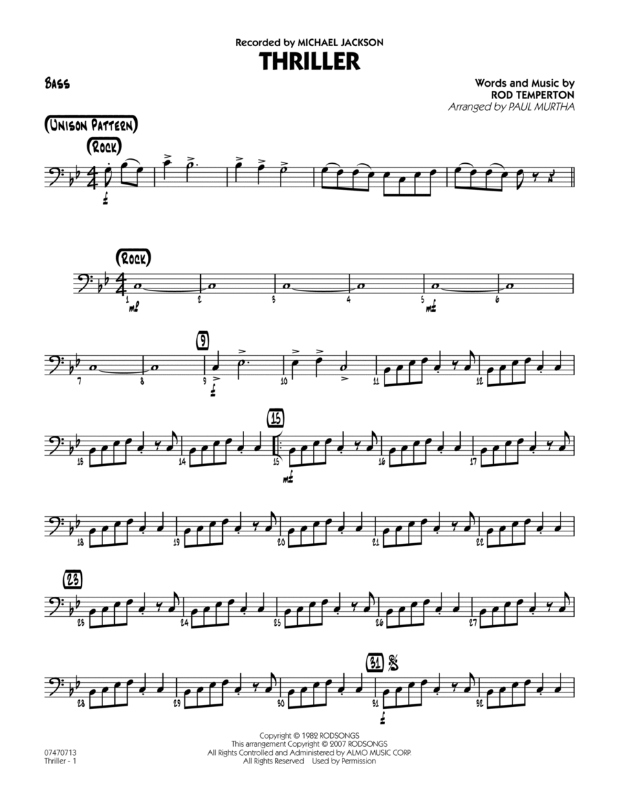 Thriller - Bass Part scores gallery preview page 1