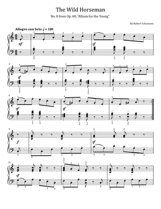 Schumann - The Wild Horseman - No. 8 from Op. 68 Original With Fingered