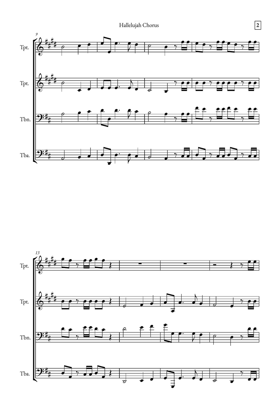 Hallelujah Chorus Brass Quartet scores gallery preview page 2