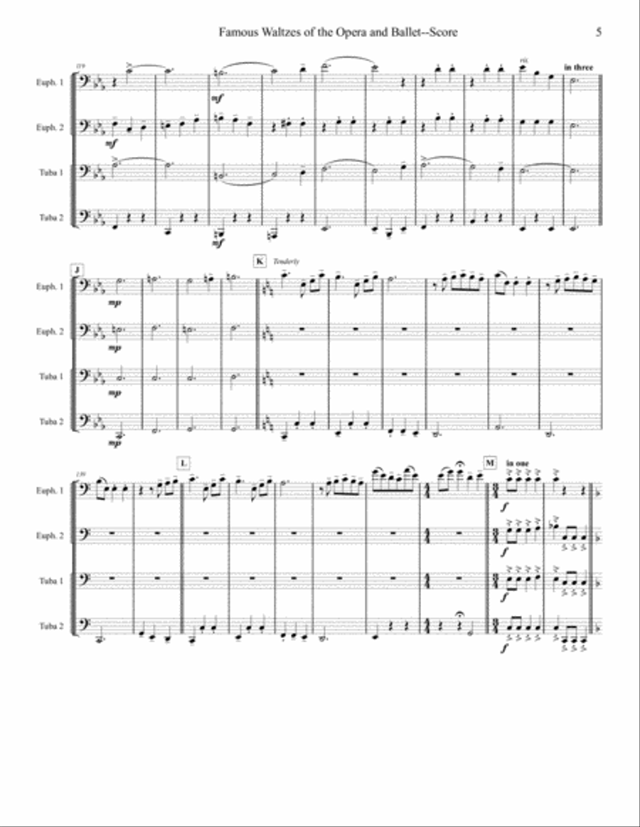 Famous Waltzes of the Opera and Ballet - Tuba/Euphonium Quartet Brass Ensemble scores gallery preview page 5