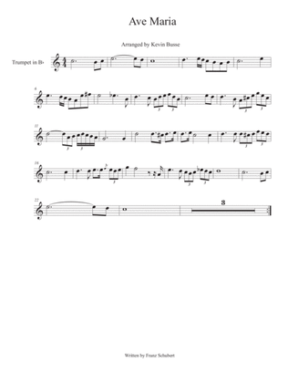 Ave Maria (Easy key of C) - Trumpet