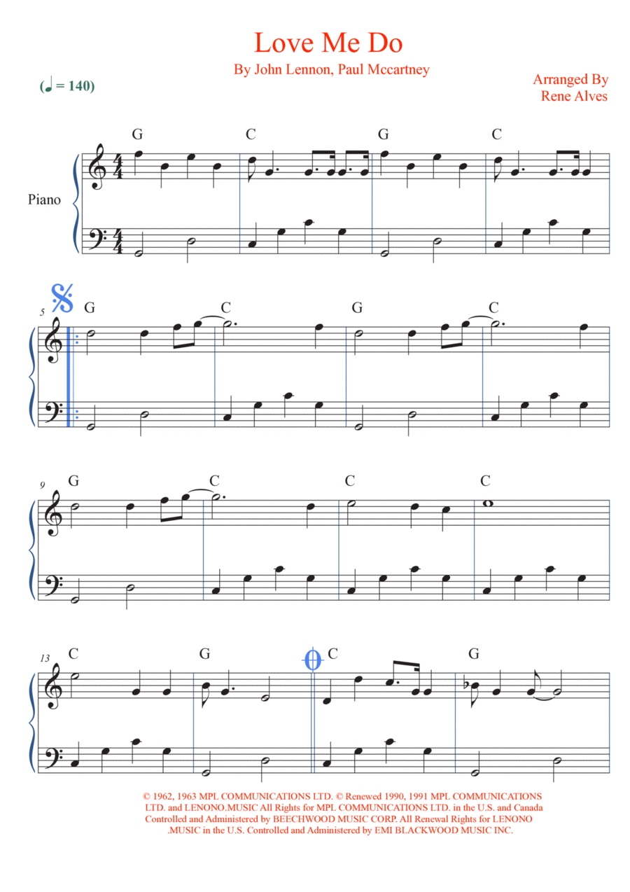 Love Me Do Love Me Do Easy Piano scores gallery preview page 1