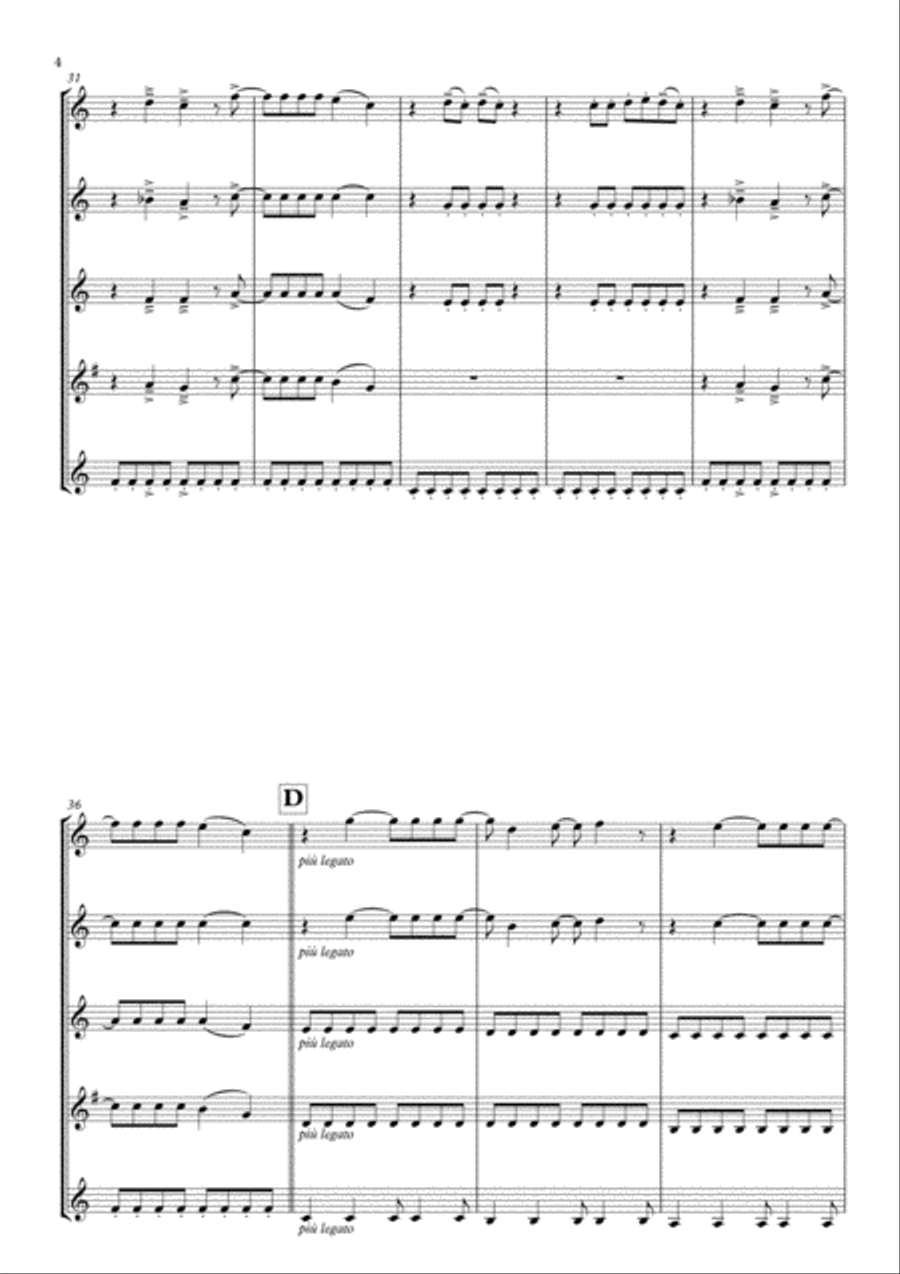 Mamma Mia Woodwind Quartet scores gallery preview page 6