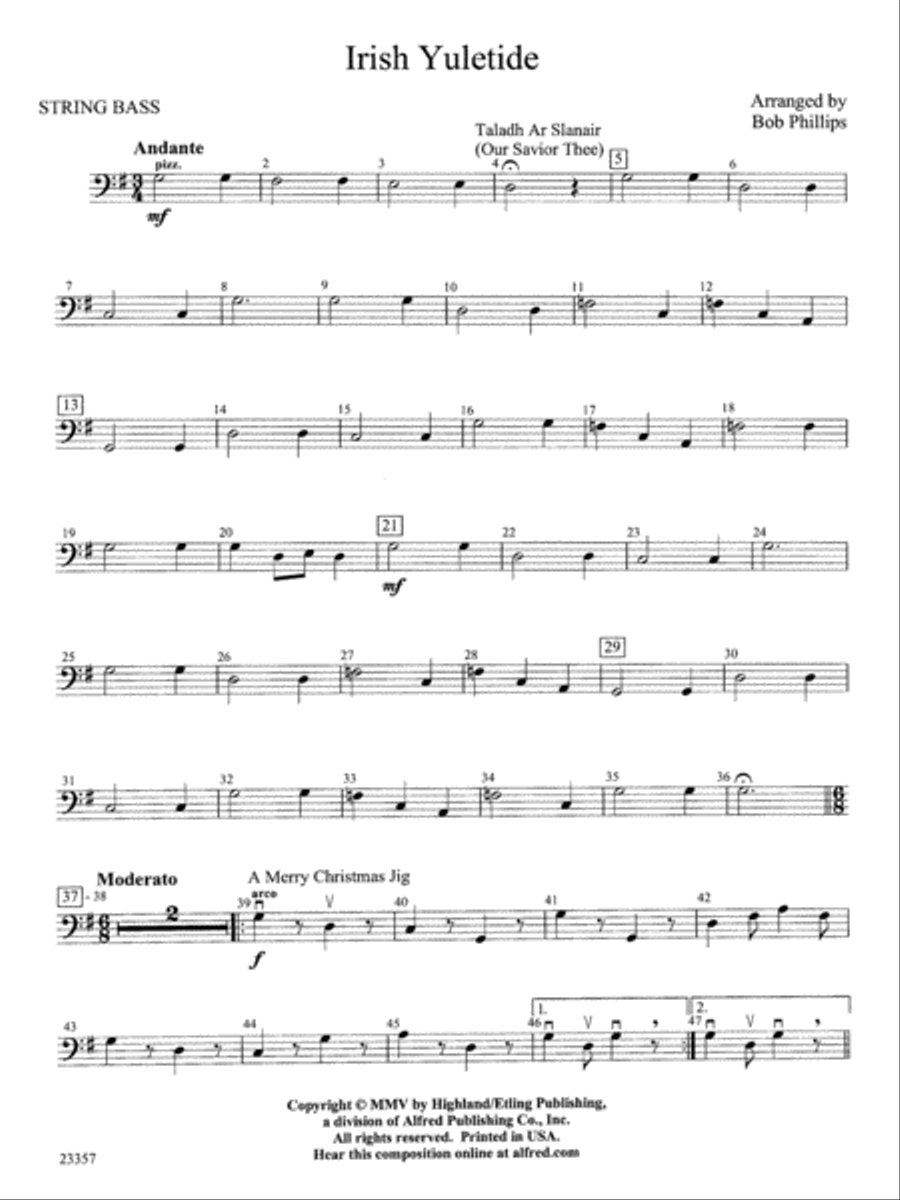 Irish Yuletide: String Bass String Orchestra scores gallery preview page 1