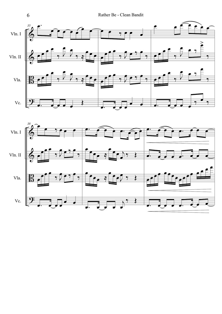 Rather Be Rather Be String Quartet scores gallery preview page 6