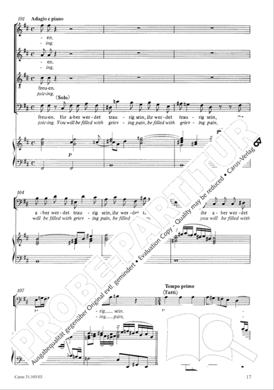 You shall be weeping and crying (Ihr werdet weinen und heulen) 4-Part scores gallery preview page 18