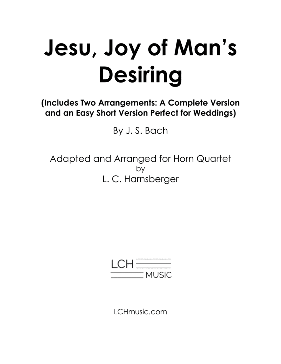 Jesu, Joy of Man's Desiring for Horn Quartet French Horn Quartet scores gallery preview page 1