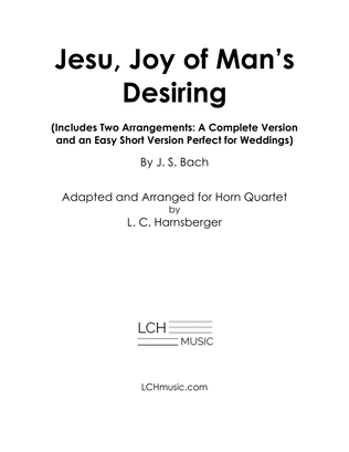 Jesu, Joy of Man's Desiring for Horn Quartet