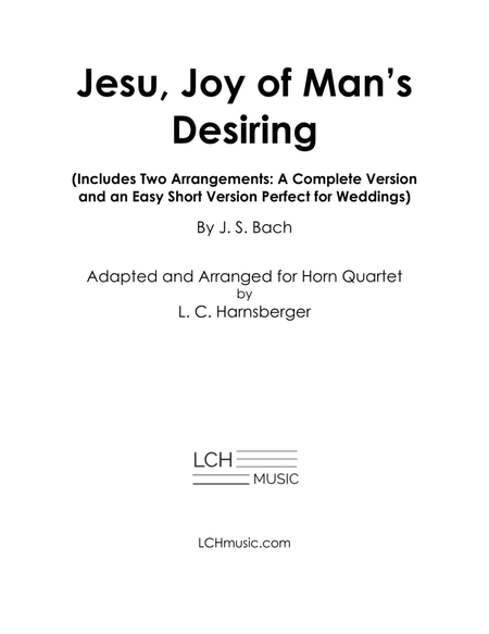 Jesu, Joy of Man's Desiring for Horn Quartet image number null