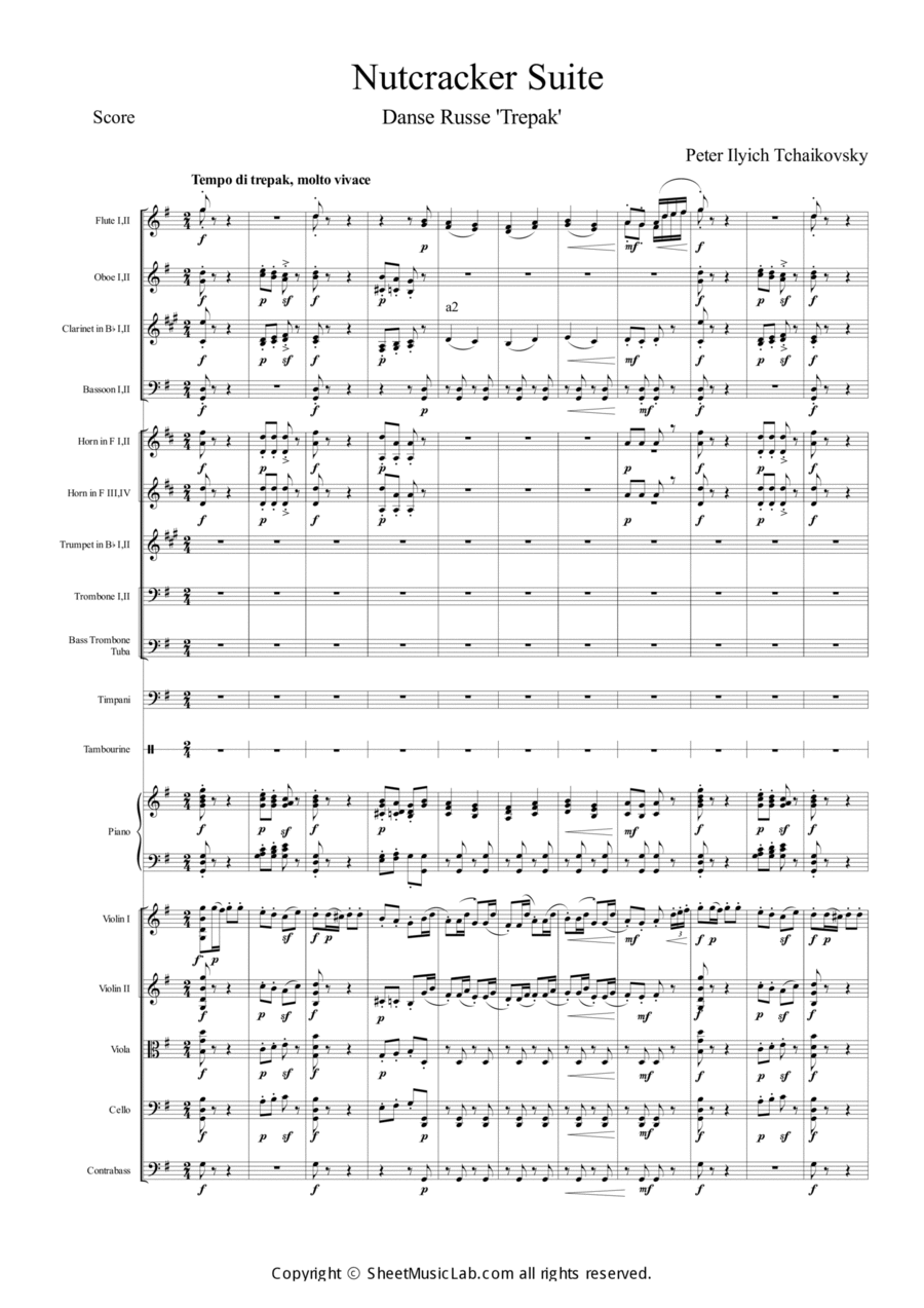 Nutcracker Op.71a - Danse Russe - Trepak Orchestra scores gallery preview page 1