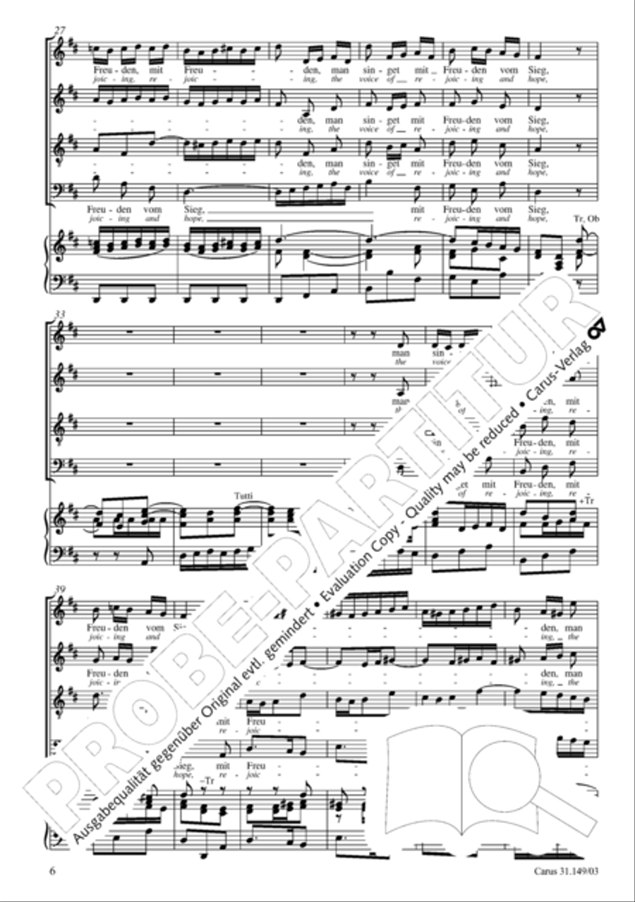 The voice of rejoicing and hope (Man singet mit Freuden vom Sieg) 4-Part scores gallery preview page 7