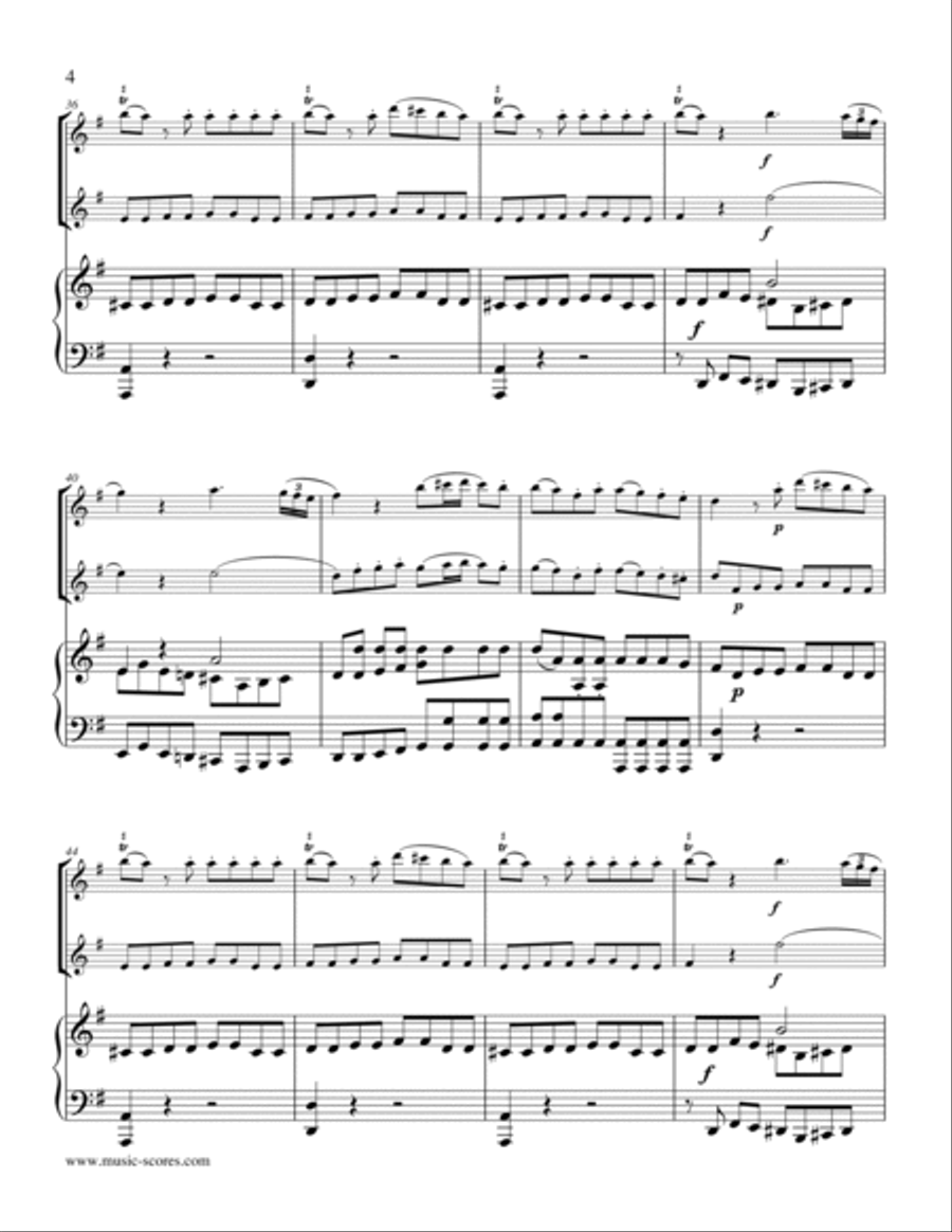Eine Kleine Nachtmusik - Allegro 1st movement - 2 Violins and Piano String Duet scores gallery preview page 4