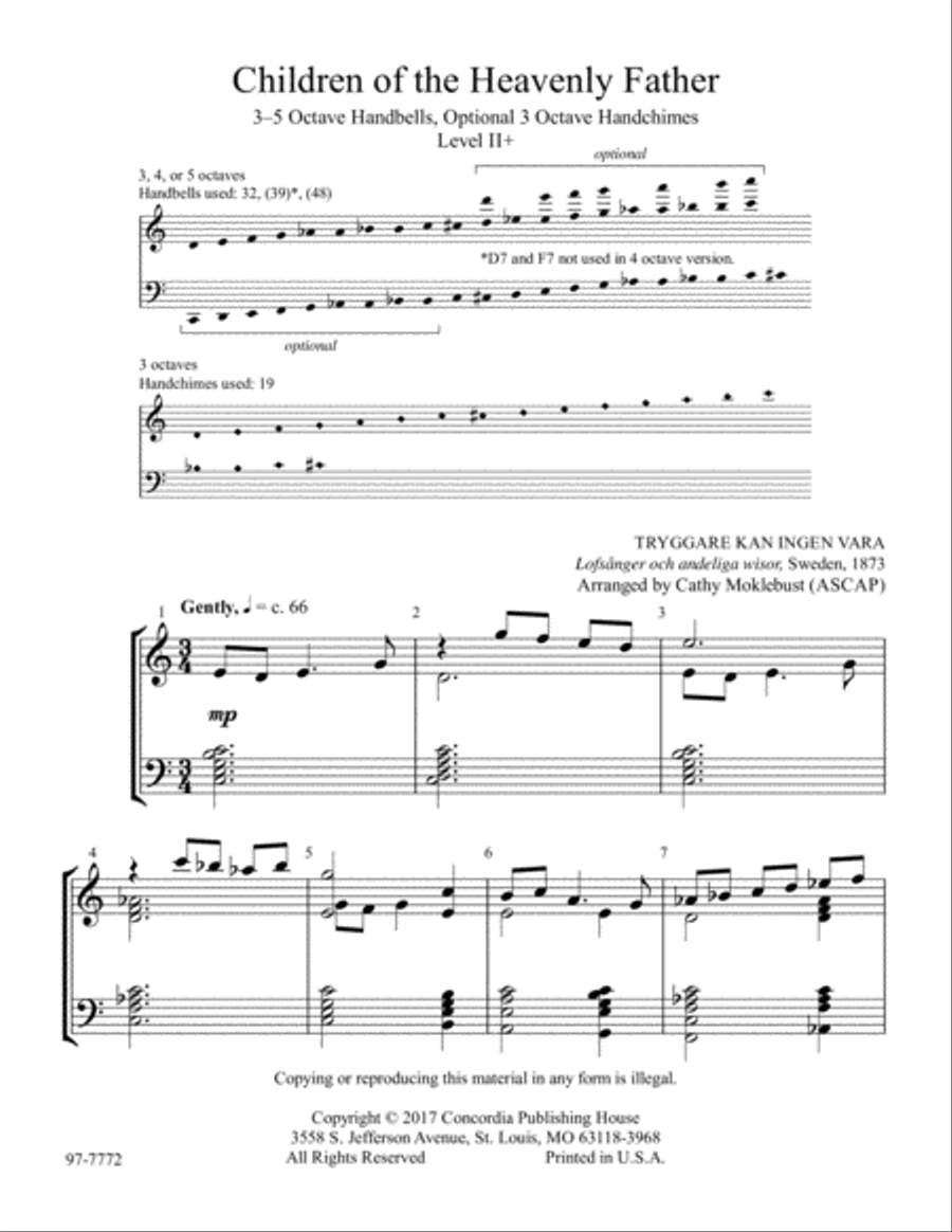 Children of the Heavenly Father (Moklebust) Handbell Choir scores gallery preview page 2