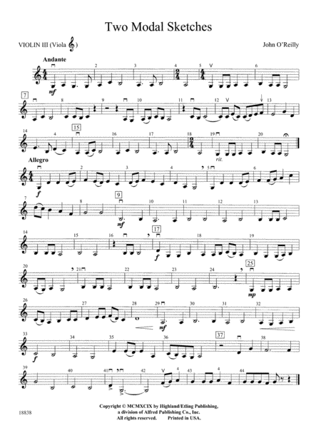 Two Modal Sketches: 3rd Violin (Viola [TC])