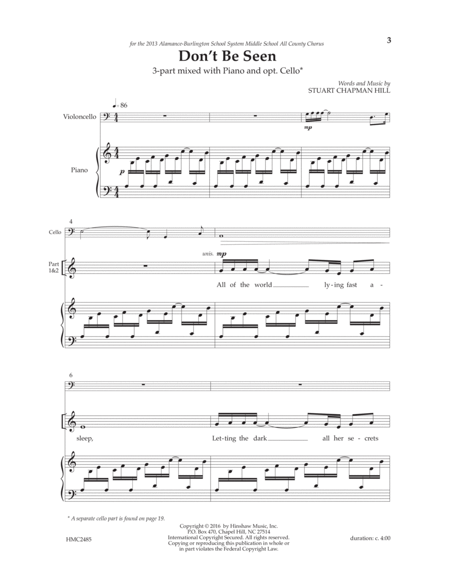 Don't Be Seen 3-Part scores gallery preview page 1