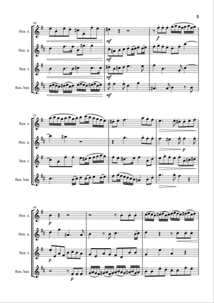 Requiem in D Minor: Kyrie Eleison Saxophone Quartet scores gallery preview page 5