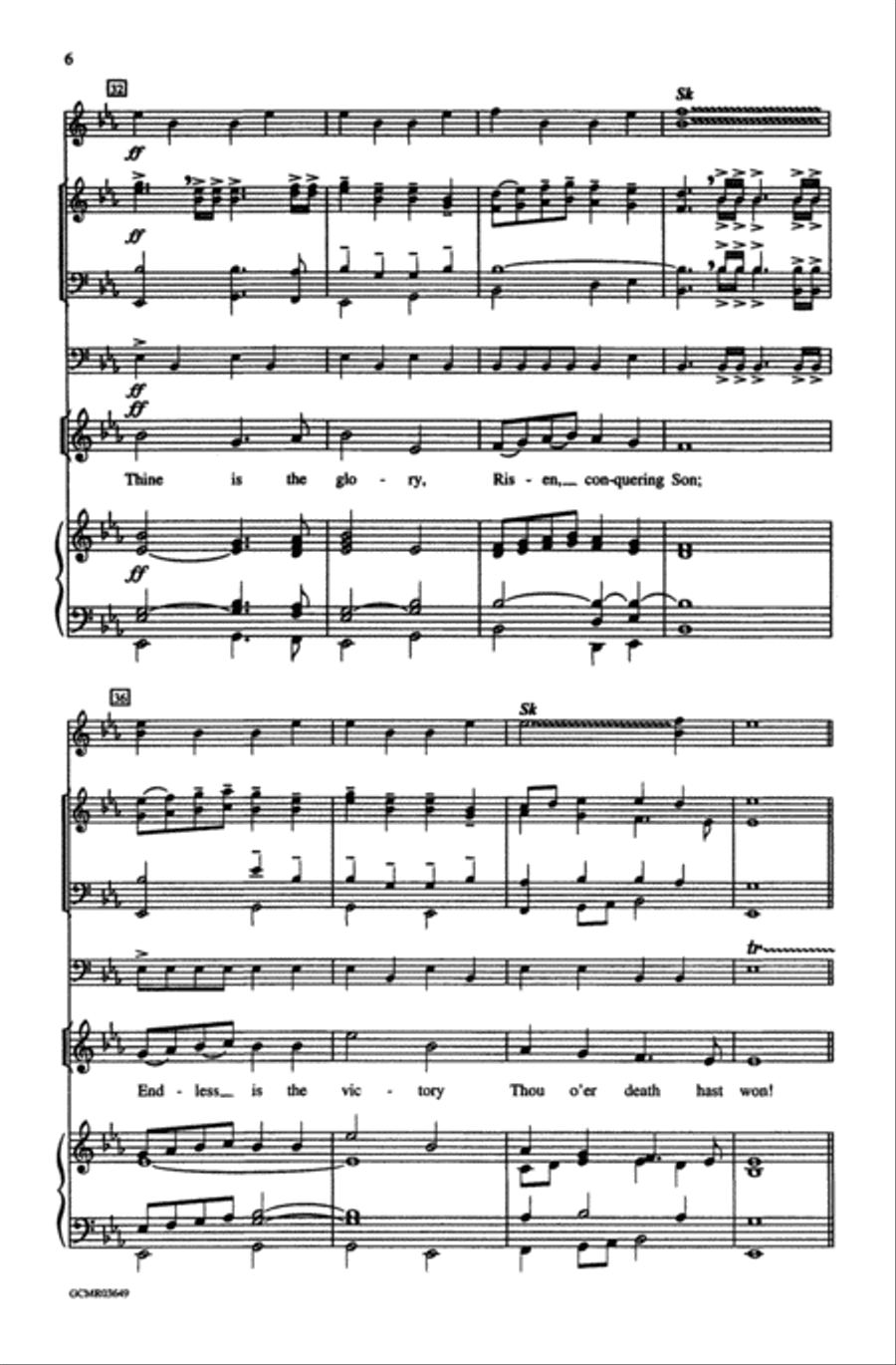 Concertato on Thine Is the Glory SAB scores gallery preview page 6