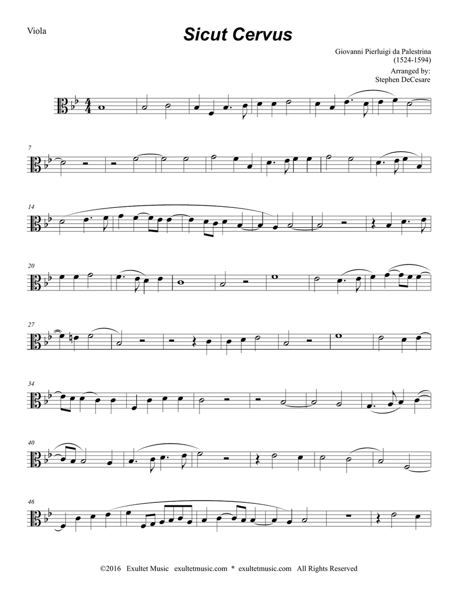 Sicut Cervus (String Quartet and Organ) String Quartet scores gallery preview page 6