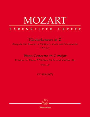 Book cover for Concerto, No. 13 C major, KV 415