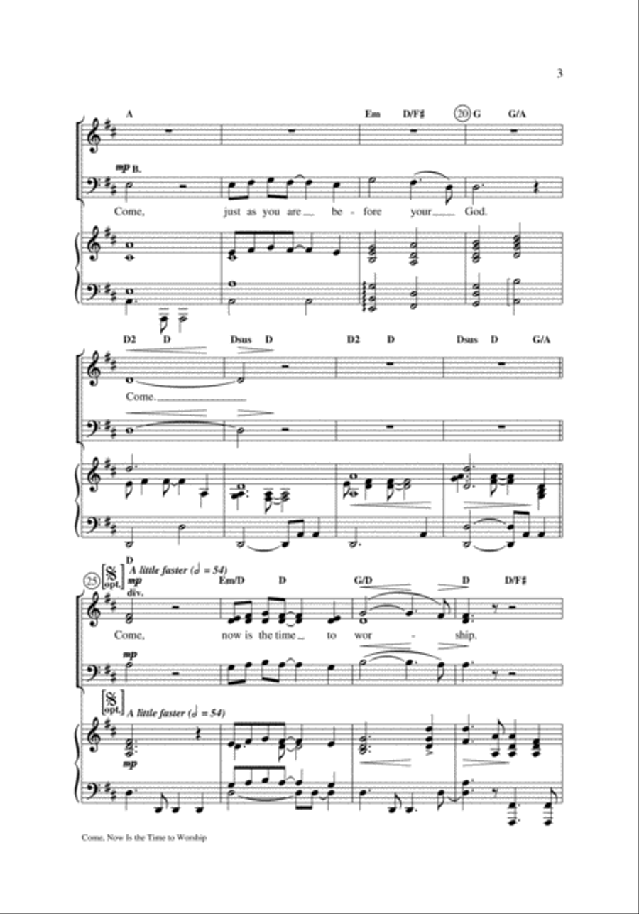 Come, Now Is the Time to Worship 4-Part scores gallery preview page 3
