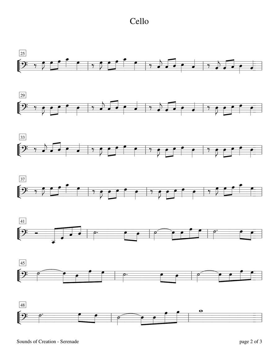 Sounds of Creation: Serenade (Violin and Cello Duet with Piano Accompaniment) Piano Trio scores gallery preview page 3