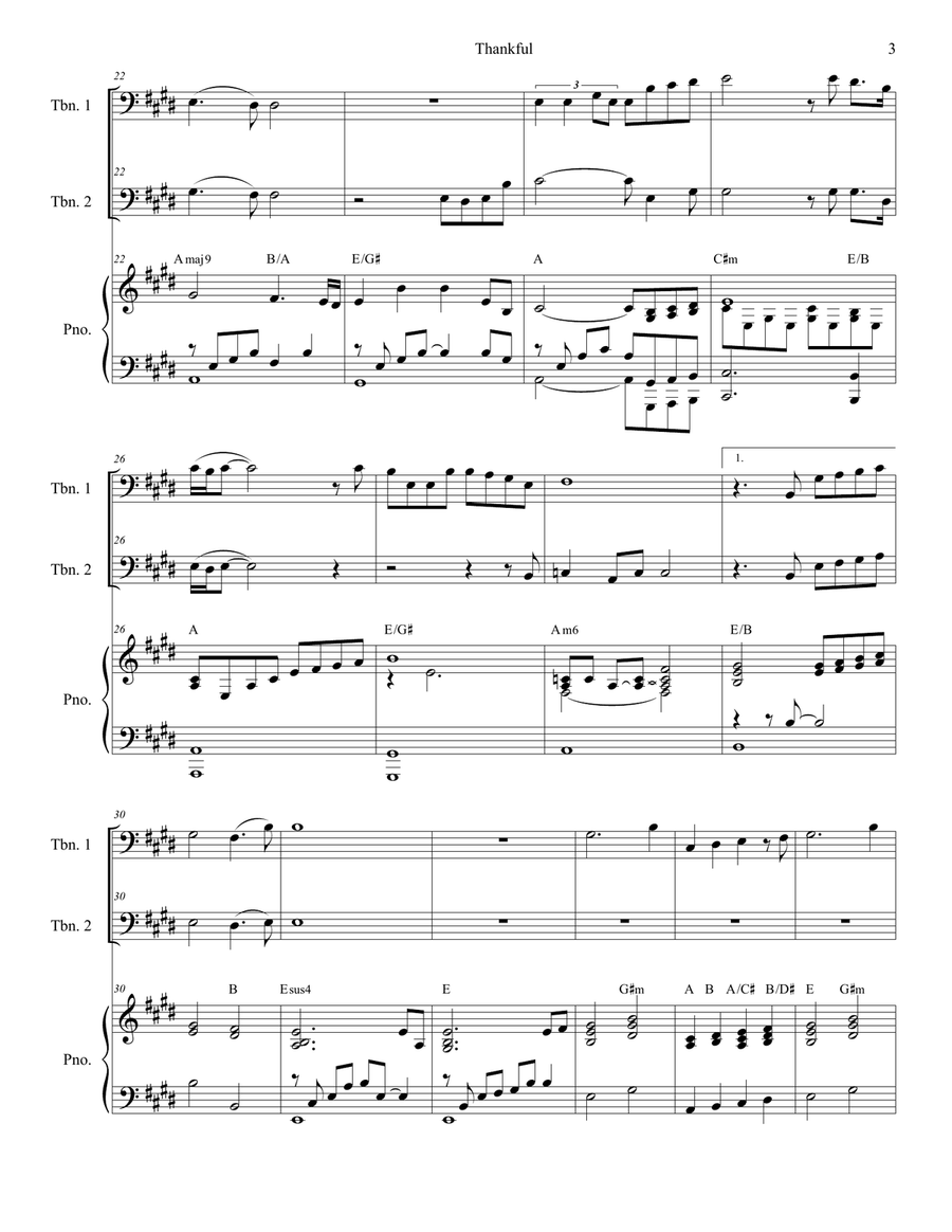 Thankful Thankful Trombone Duet scores gallery preview page 3