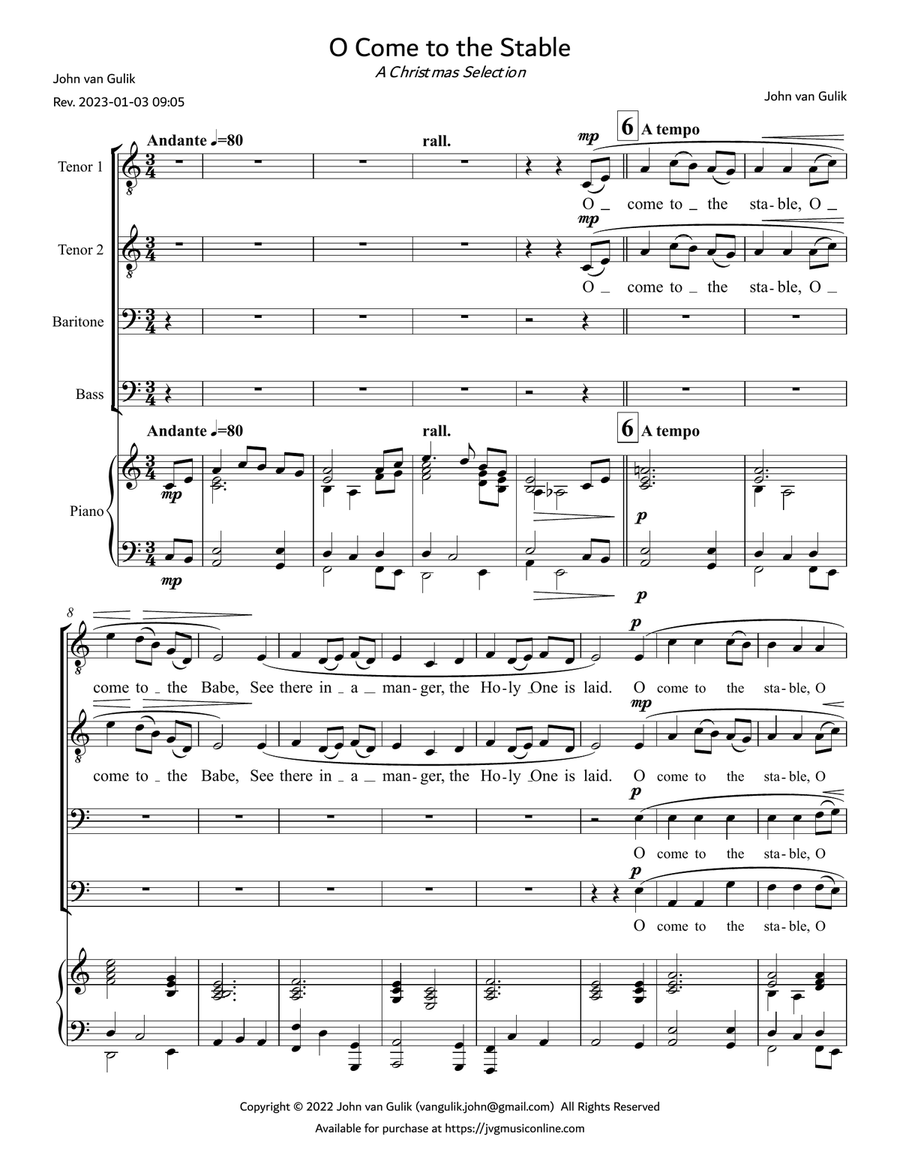 O Come to the Stable - TTBB choir TTBB scores gallery preview page 3