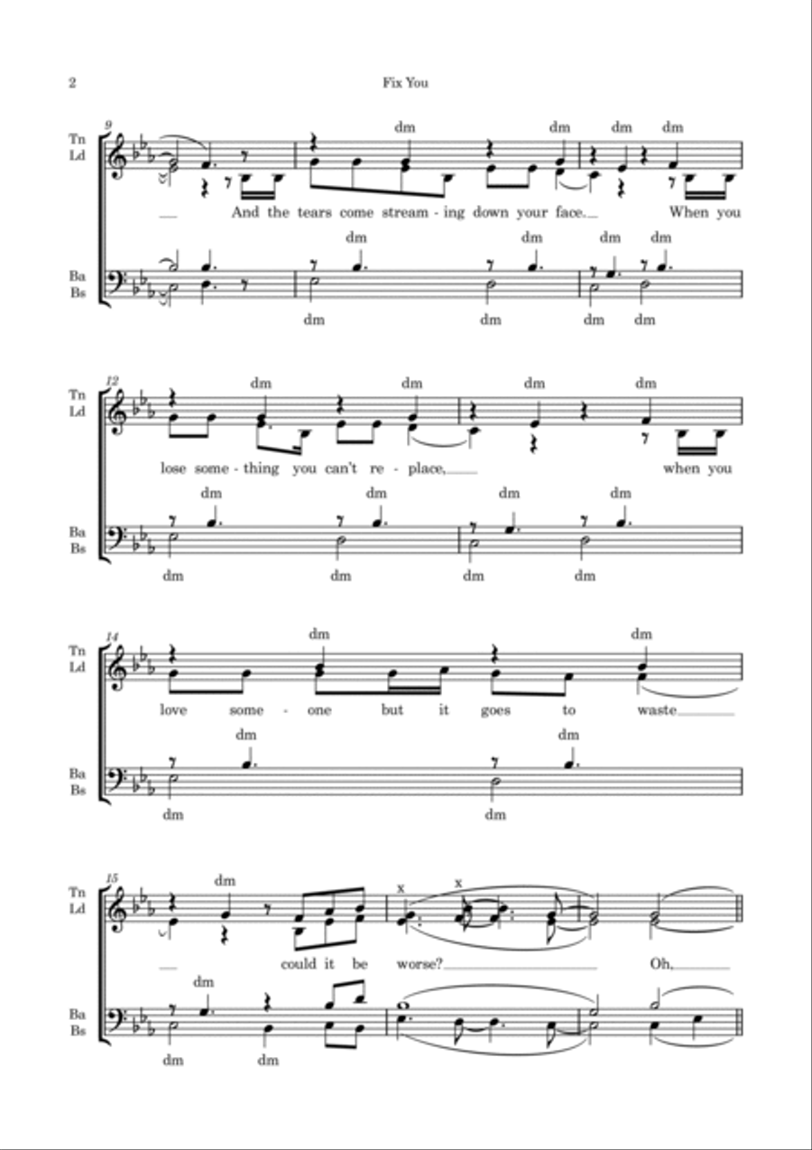 Fix You 4-Part scores gallery preview page 2