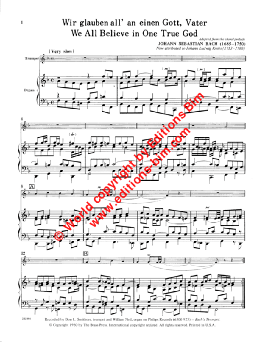Wir glauben all' an einen Gott, Vater Trumpet scores gallery preview page 2