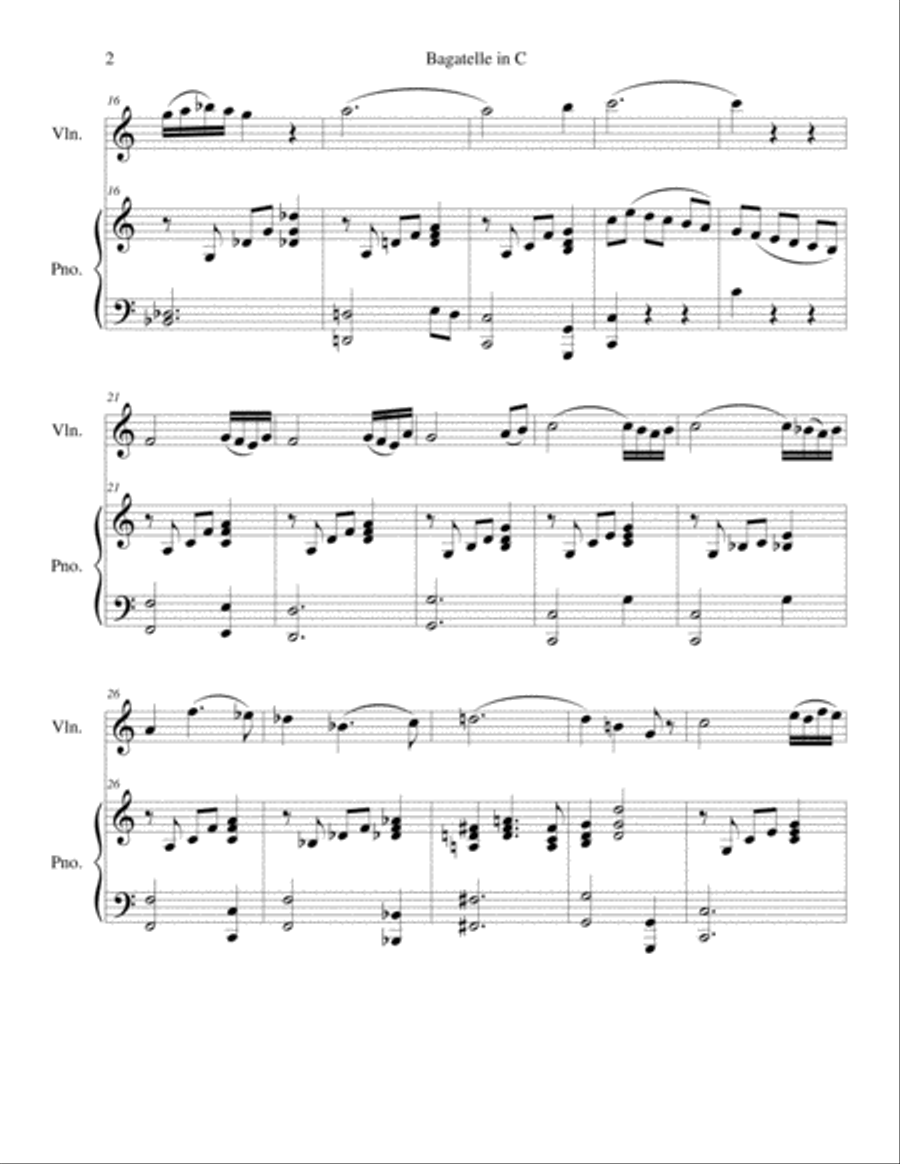 Bagatelle in C, Op 5 Violin Solo scores gallery preview page 2