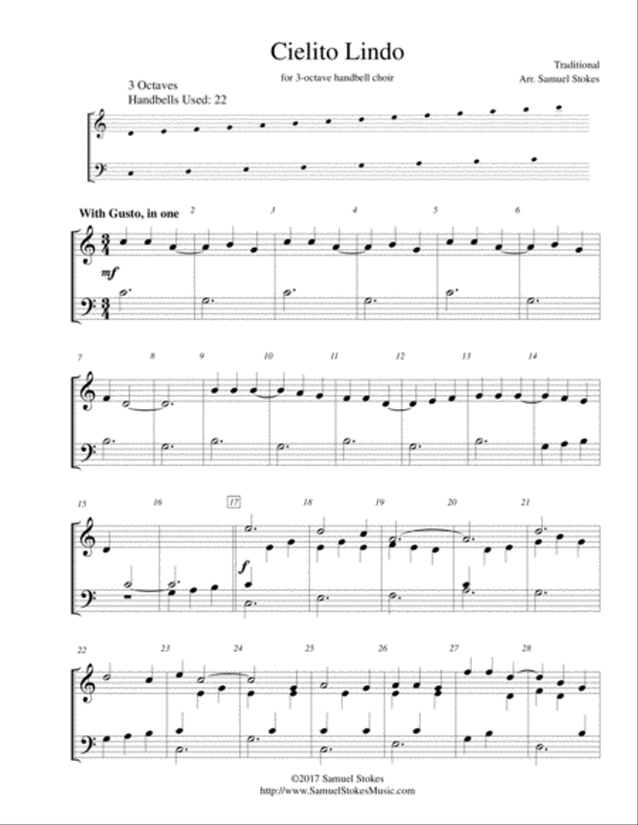 Cielito Lindo - for 3-octave handbell choir 3-Octaves scores gallery preview page 1