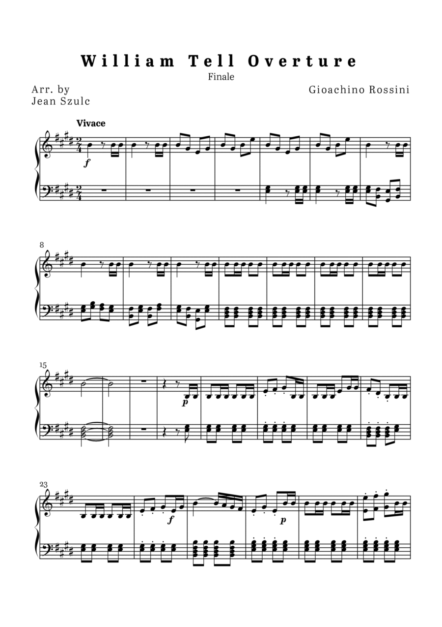 William Tell Overture - Finale Piano Solo scores gallery preview page 1