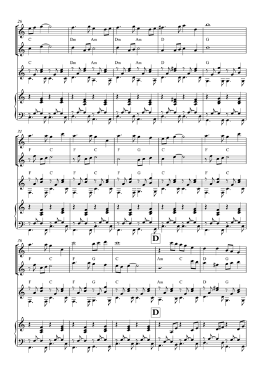 Instrumental Interlude 2'13 for 2 flutes, guitar and/or piano by Simon Peberdy Small Ensemble scores gallery preview page 4