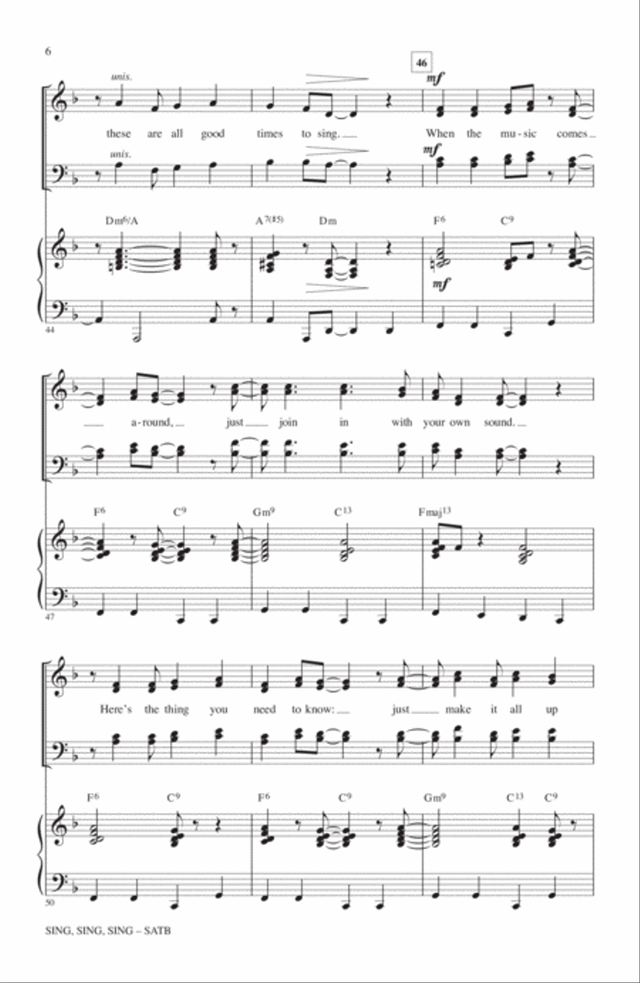 Sing, Sing, Sing 4-Part scores gallery preview page 5