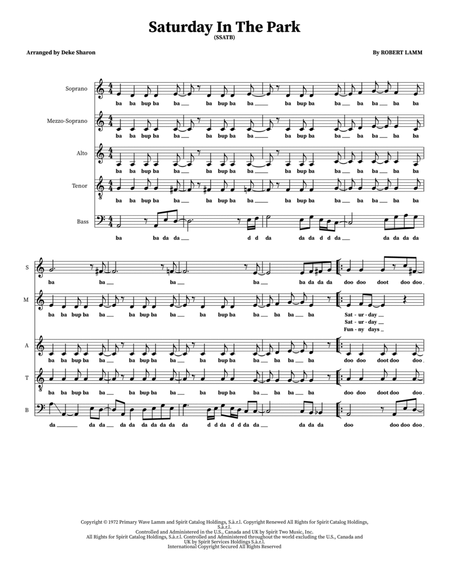 Saturday In The Park Saturday In The Park Choir scores gallery preview page 1