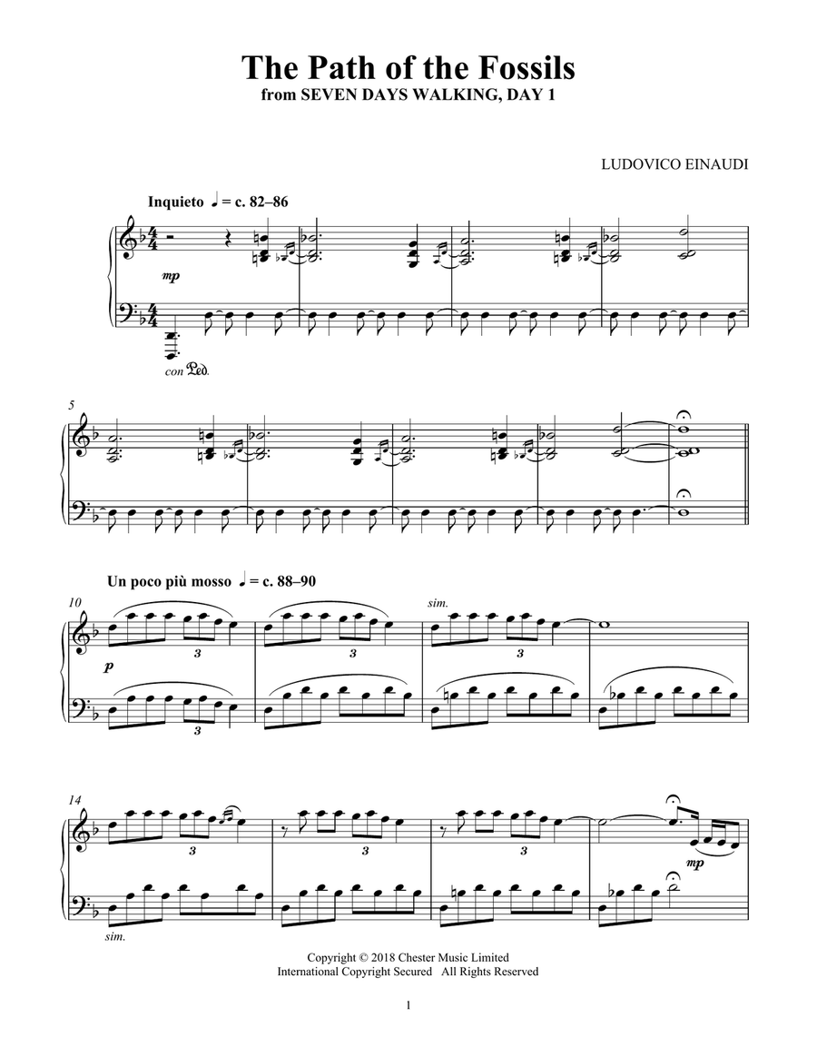 The Path Of The Fossils (from Seven Days Walking: Day 1) Piano Solo scores gallery preview page 1