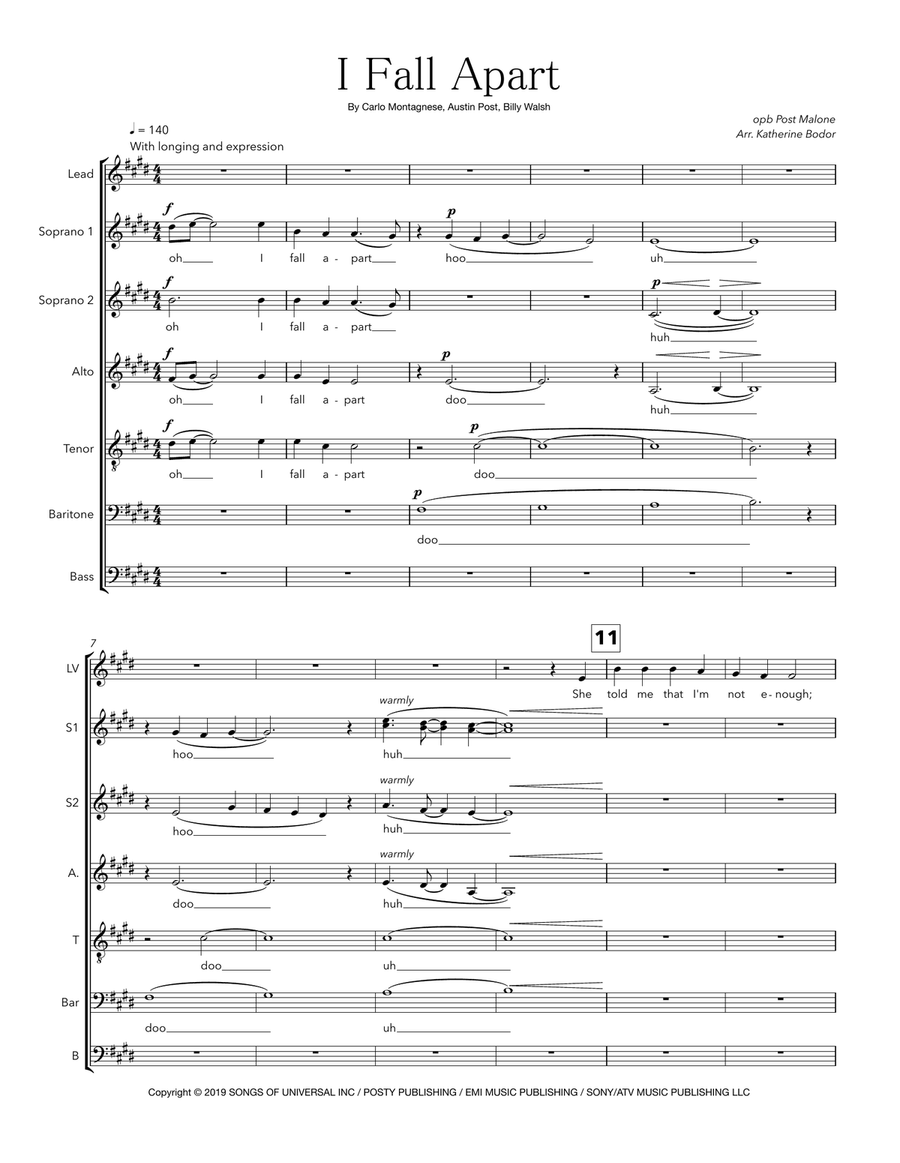 I Fall Apart A Cappella scores gallery preview page 1