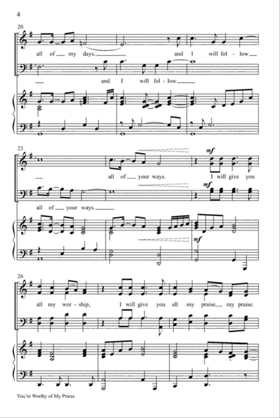 You're Worthy of My Praise with O Worship the King 4-Part scores gallery preview page 4