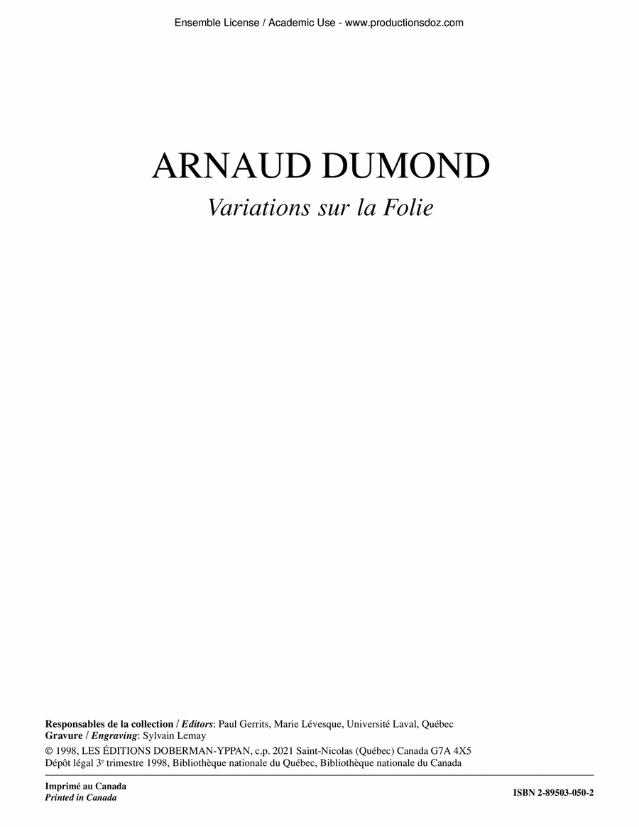 Variations sur la Folie Classical Guitar scores gallery preview page 1