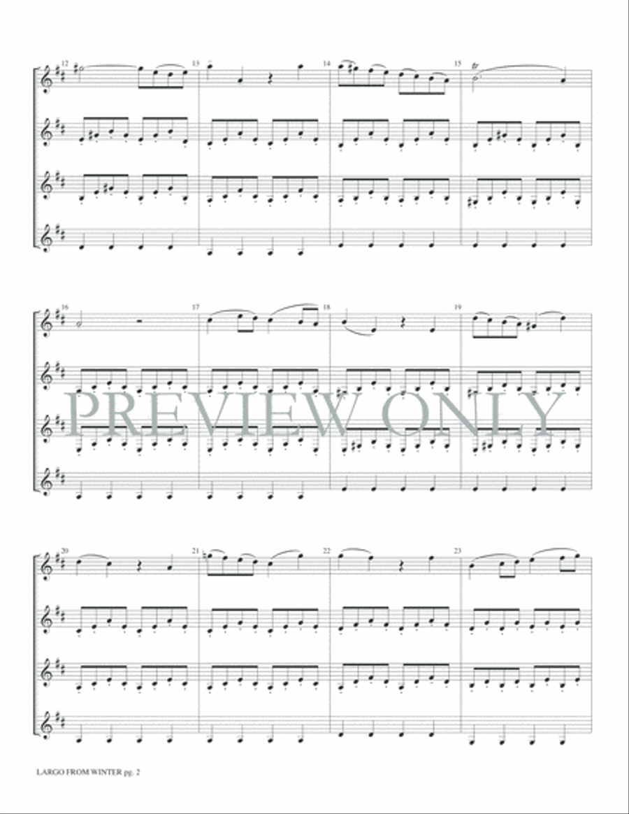 Largo from Winter Clarinet Quartet scores gallery preview page 4