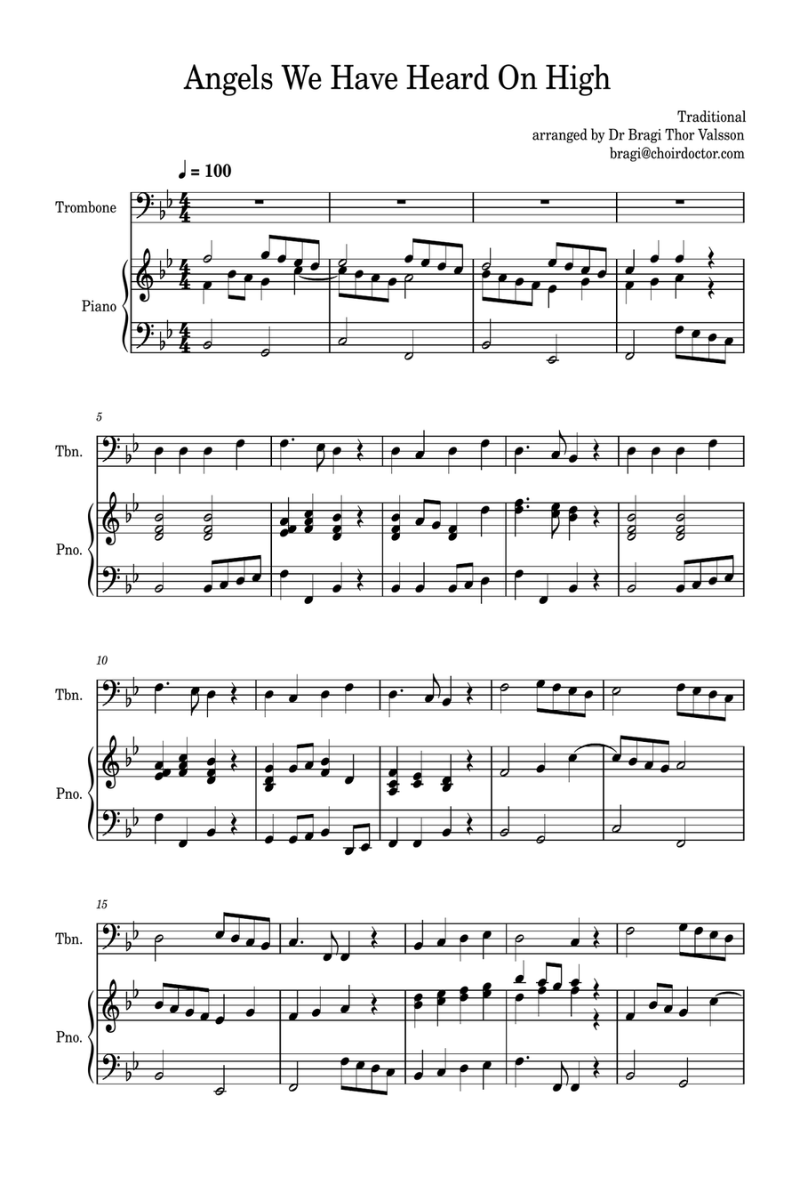 Ten Christmas Songs - Trombone with Piano Accompaniment Piano scores gallery preview page 3