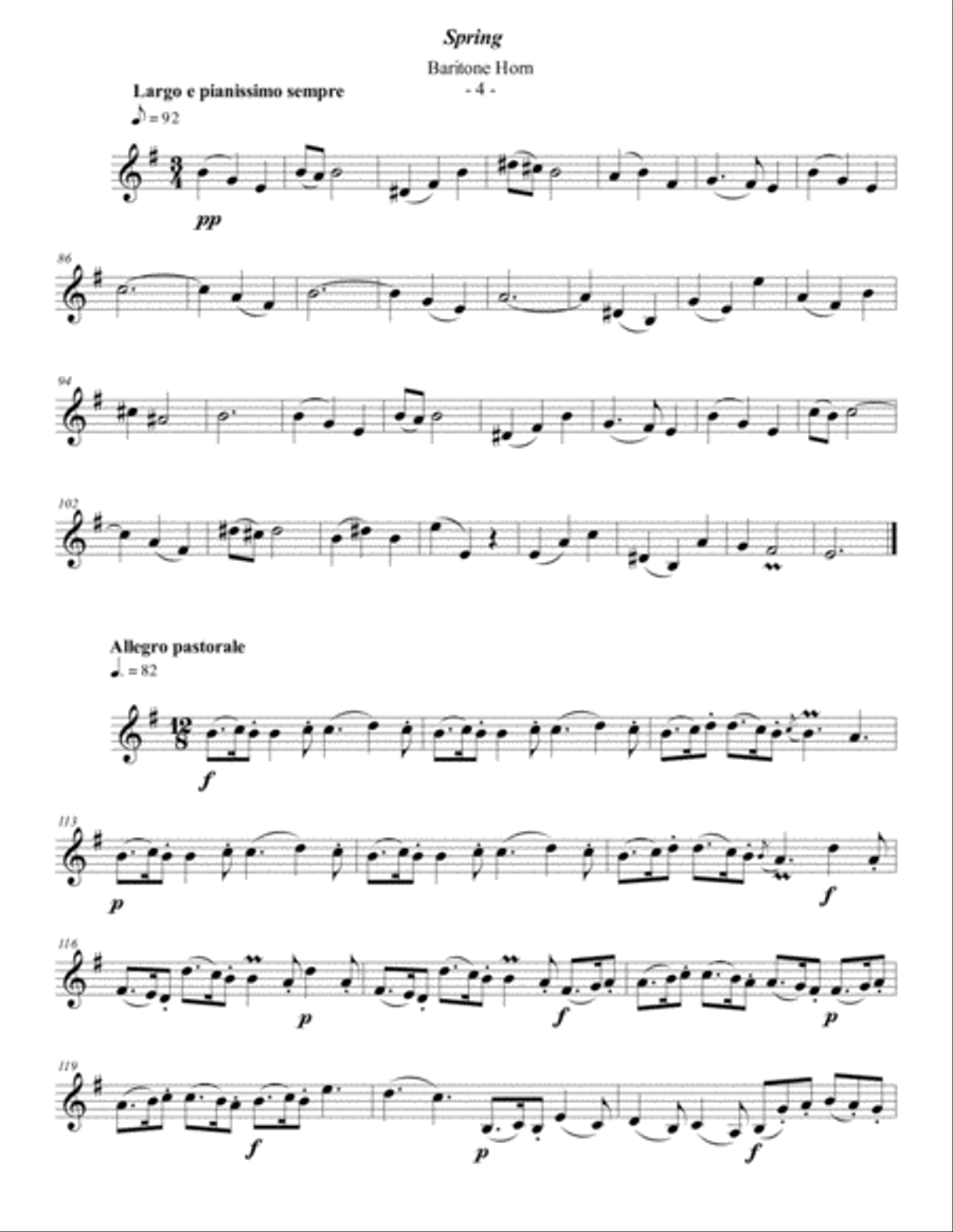 Vivaldi - The Four Seasons: Spring for Solo Baritone Horn Baritone Horn TC scores gallery preview page 4